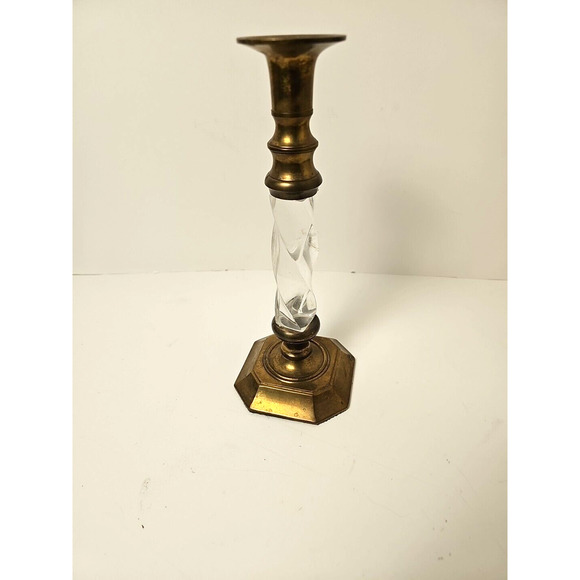 Vintage twisted LUCITE &‎ brass Candle Holder India 10" Gatco - Picture 1 of 6